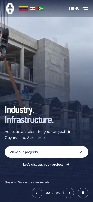 Gideon Group’s mobile landing page introducing its construction and infrastructure work.